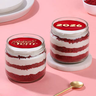 New Year Red Velvet Jar Cake Duo
