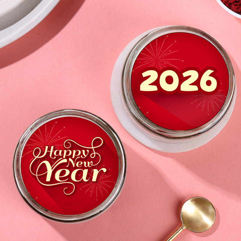 New Year Red Velvet Jar Cake Duo