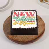 New Year Wishes Festive Photo Cake