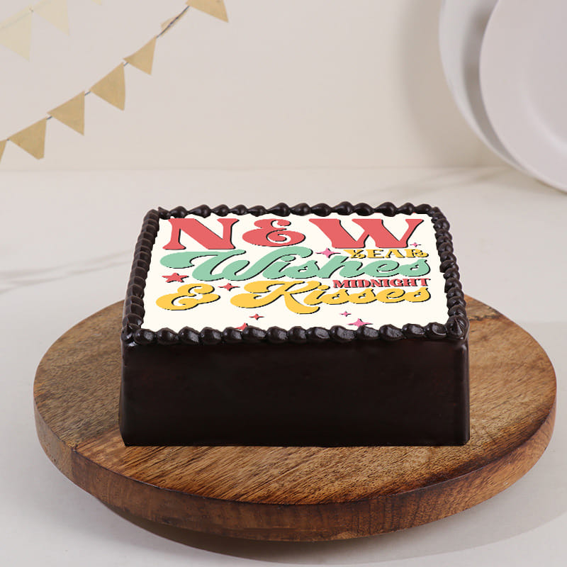 New Year Wishes Festive Photo Cake