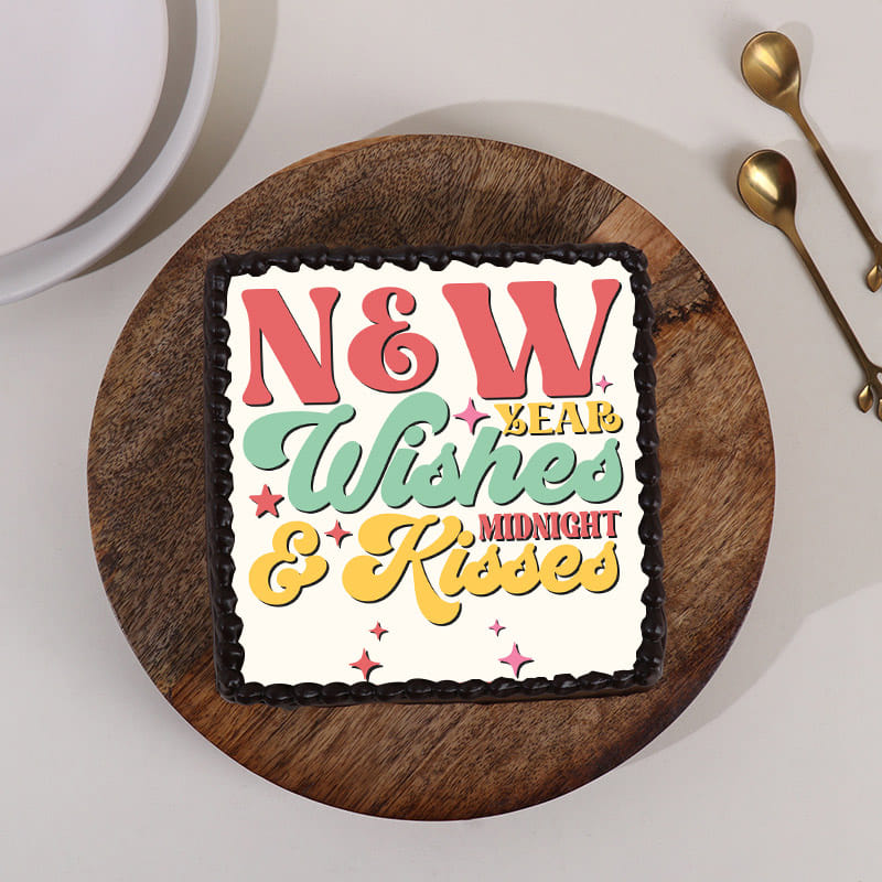 New Year Wishes Festive Photo Cake