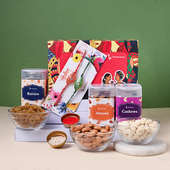 Order Set of 2 For Brother With Dry Fruits Online - Nutritious Cashew Almond Raisin Dual Rakhi