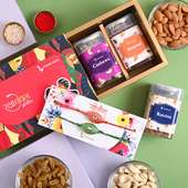 Send Set of 2 With Dry Fruits For Brother Online - Nutritious Cashew Almond Raisin Dual Rakhi