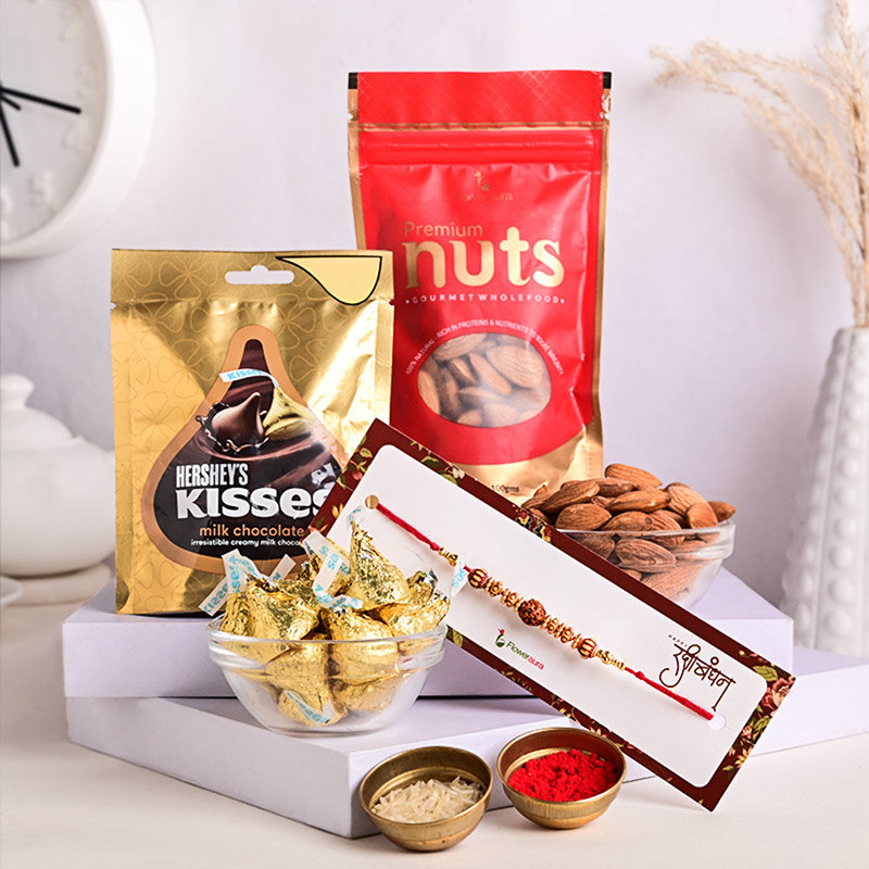 Nuts N Chocolate With Rudraksh Rakhi