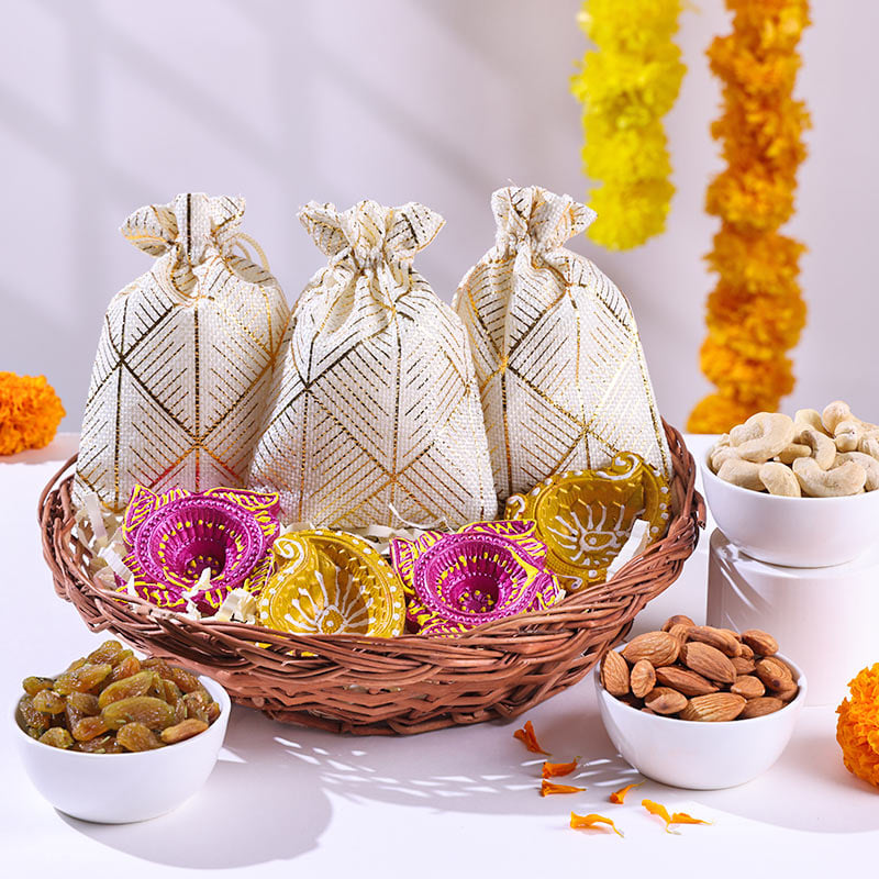 Dry Fruits and Diyas Festive Hamper
