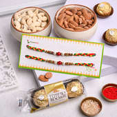 Set of 2 Designer Mauli Rakhi with Chocolate and Nuts