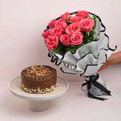 Nutty Cake With Pink Roses