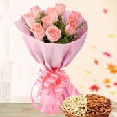 Roses With Dry Fruit Hamper