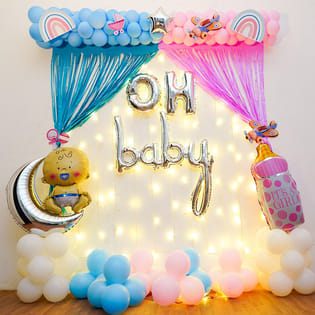 Oh Baby Pastel Blue N Pink Balloon Decor