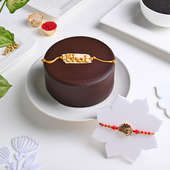 Om Charm Rakhi With Mini Chocolate Cake