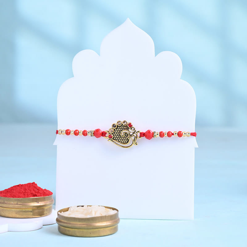 Om Designer Rakhi With Besan Ladoos