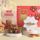 Om Divine Rakhi With Sweets N Cookies