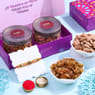 Om Emblem Traditional Rakhi N Almond Raisin Treats
