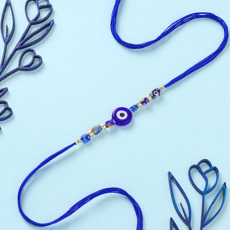 Om Evil Eye Bracelet Rakhi N Assorted Fusion Sweets Box