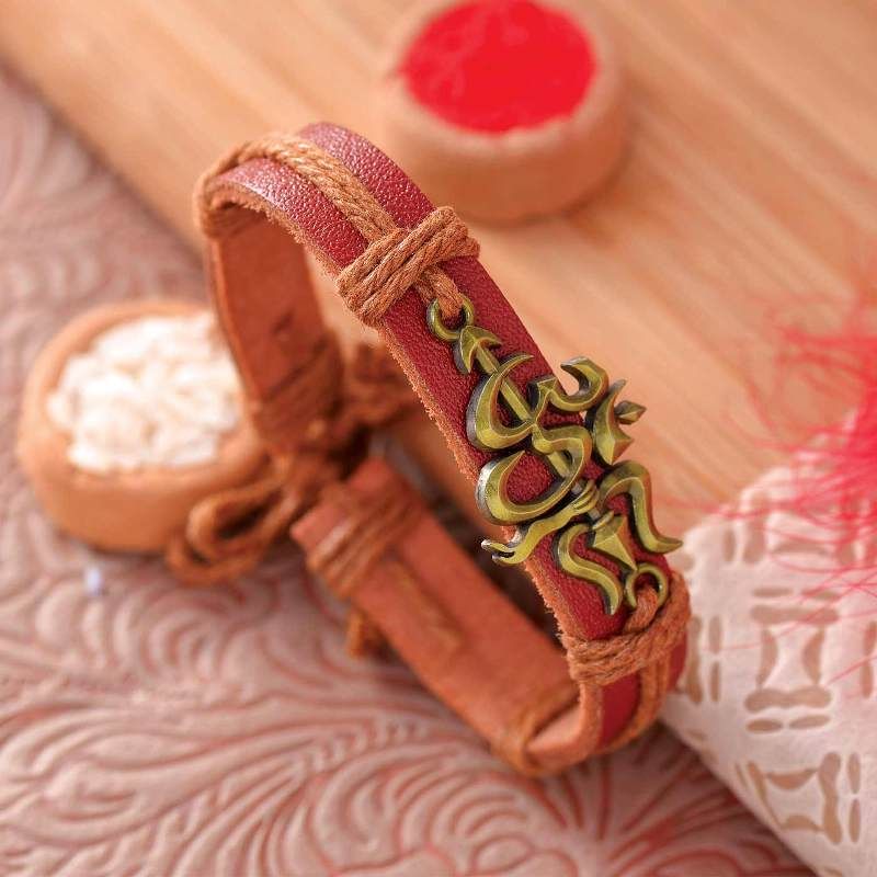 Om Leather Strap Bracelet