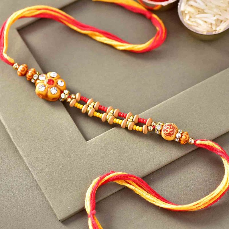 Om N Floral Beaded Rakhi