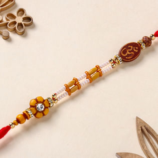 Om N Flower Pearl Rakhi