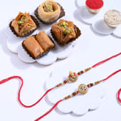 Om N Ganesha Rakhi Duo With Baklava