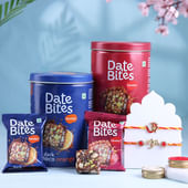 Om N Ganesha Rakhi Set With Date Bites Duo