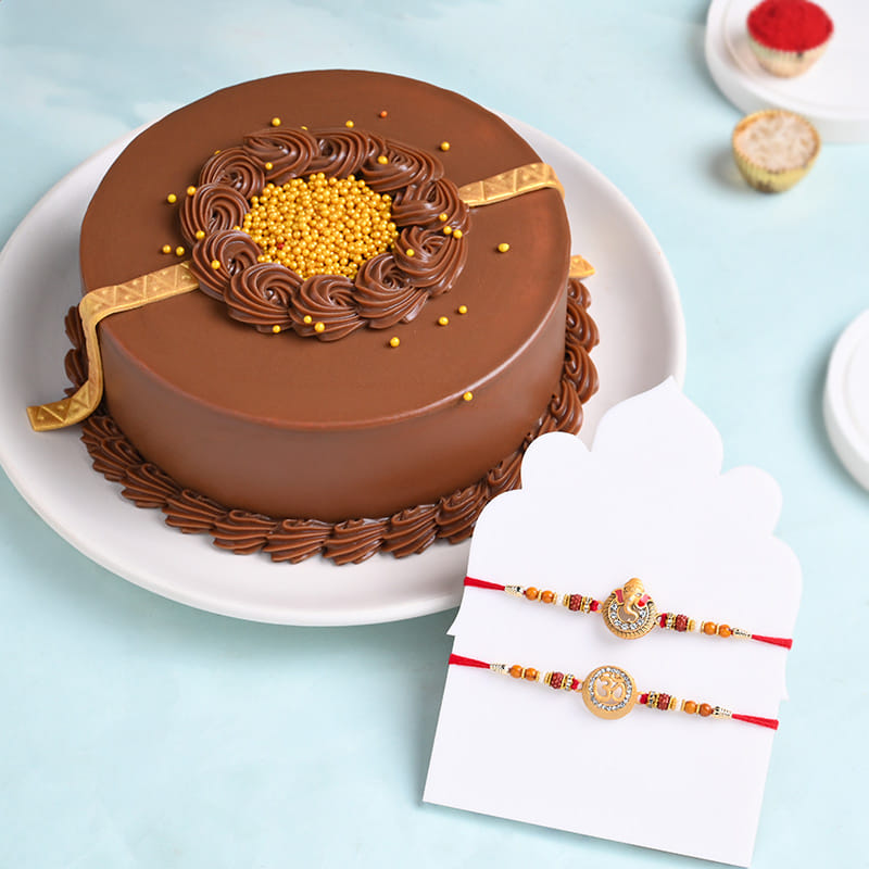 Om N Krishna Rakhi Duo With Choco Truffle Cake
