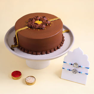 Om N Krishna Rakhi Duo With Choco Truffle Cake