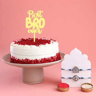 Om N Krishna Rakhi With Red Velvet Cake