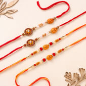 Om N Rudraksha Beads Rakhi Set Of 4