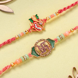 Om N Swastik Rakhi Duo