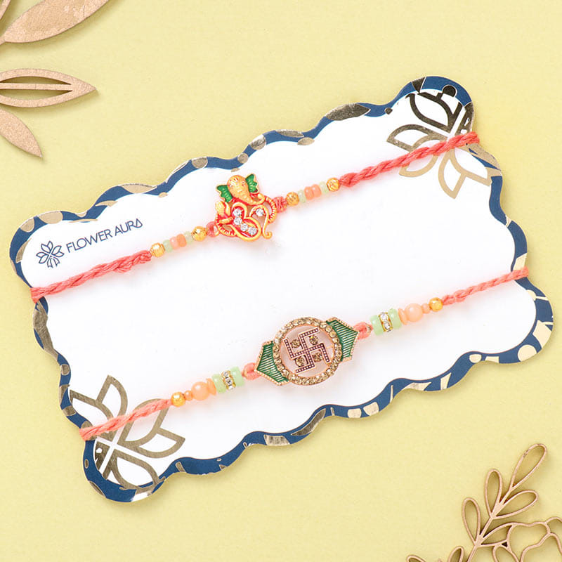 Om N Swastik Rakhi Duo
