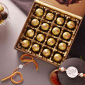 Om Namah Shivaay Silver Rakhi With Chocolates
