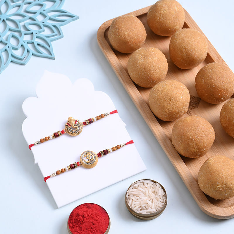 Om Rakhi N Ganesha Rakhi With Besan Ladoo