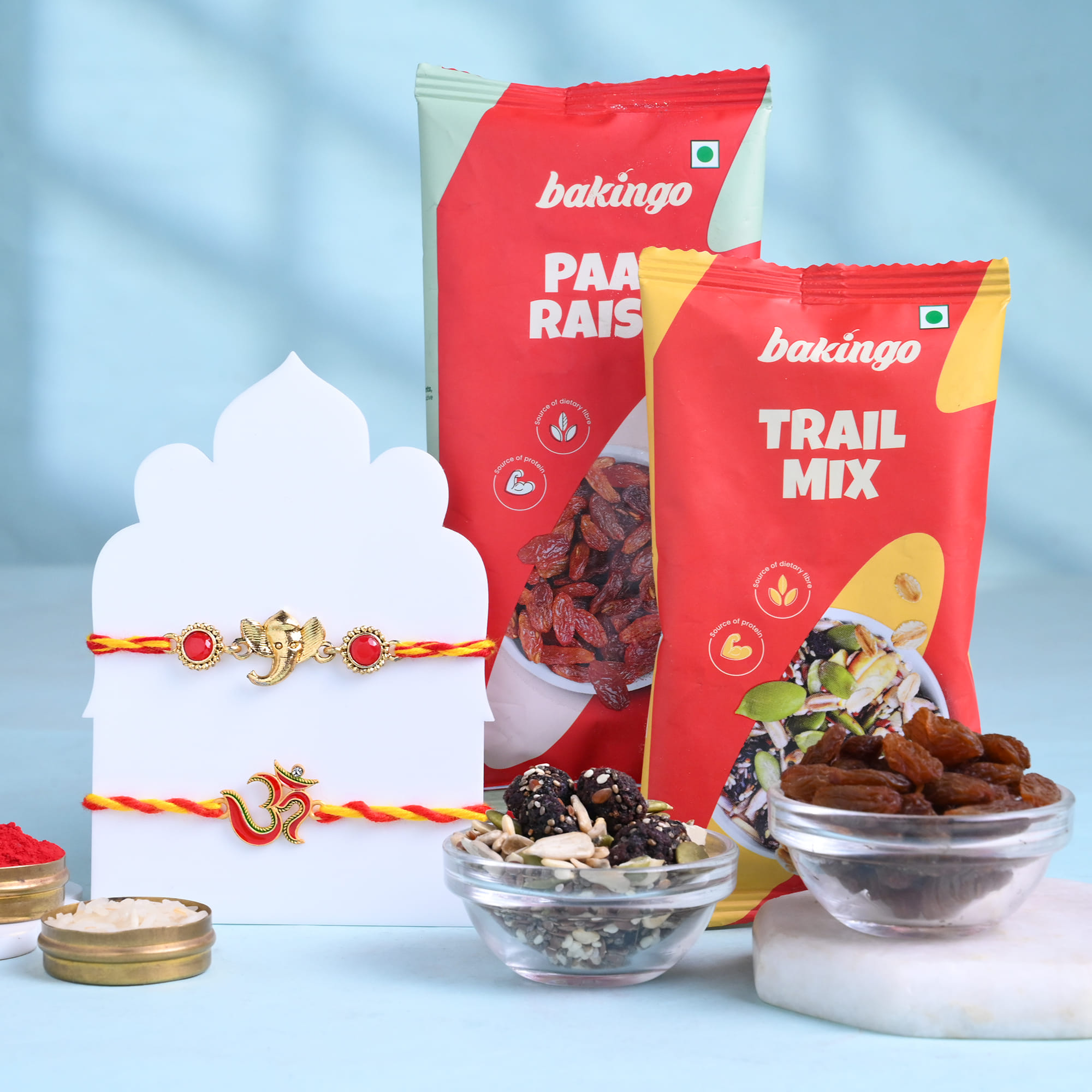 Om Rakhi N Ganesha Rakhi With Gourmet Snacks