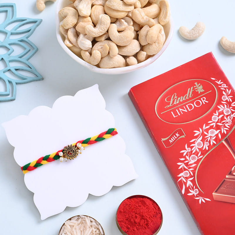 Om Rakhi With Chocolate N Cashews
