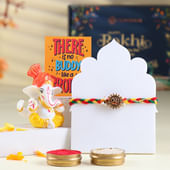 Om Rakhi With Ganesha Idol N Greeting Card