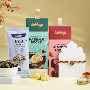 Om Rakhi With Trio Of Treats-Overseas