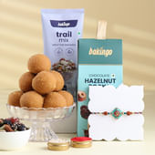 Om Rudraksh Rakhi With Sweets N Snacks