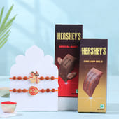 Om Rudraksha Rakhi Duo With Chocolate Bars