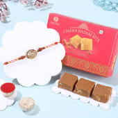 Om Rudraksha Rakhi With Chana Badam Bite