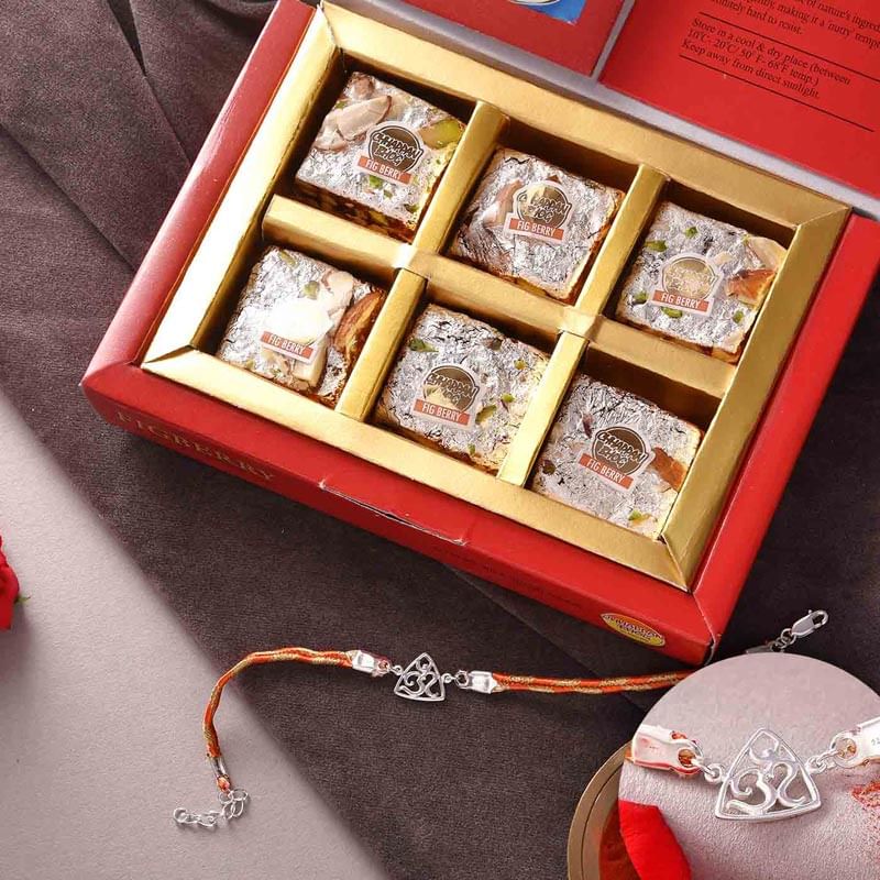 Om Sterling Silver Rakhi N Figberry Pack