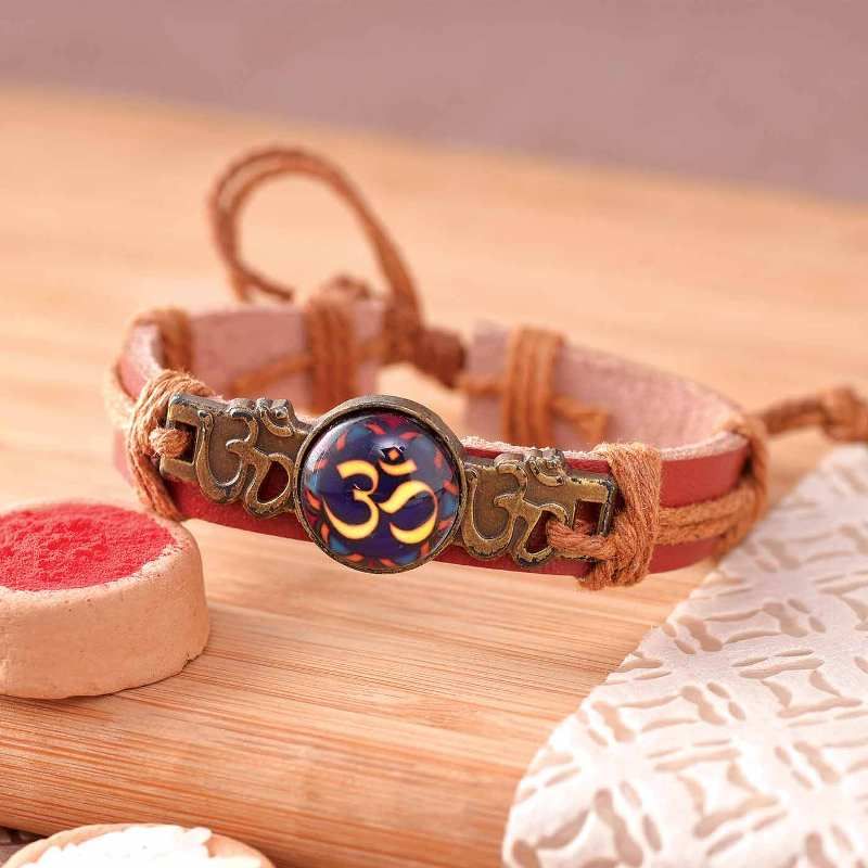 Om Trinity Leather Bracelet