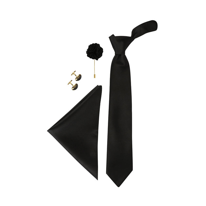 Opulent Black Necktie Set For Mens