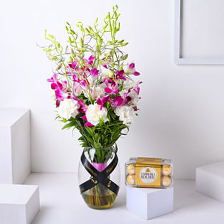 Orchid Carnation Charm With Ferrero Rocher