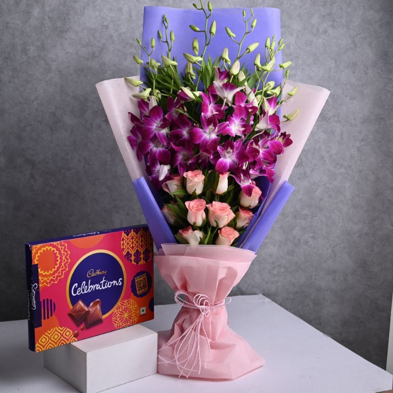 Orchid Rose Symphony With Cadbury Celebrations