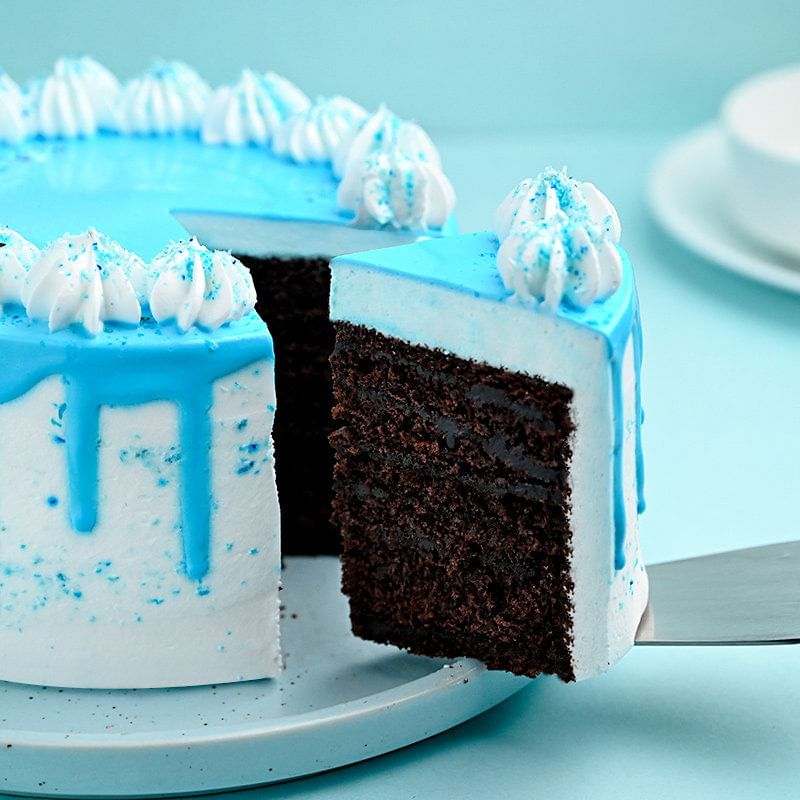 Blue Choco Cake - Sliced View