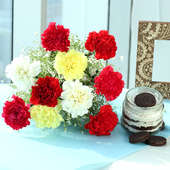 Oreo Jar Cake with Mixed Carnations Bunch