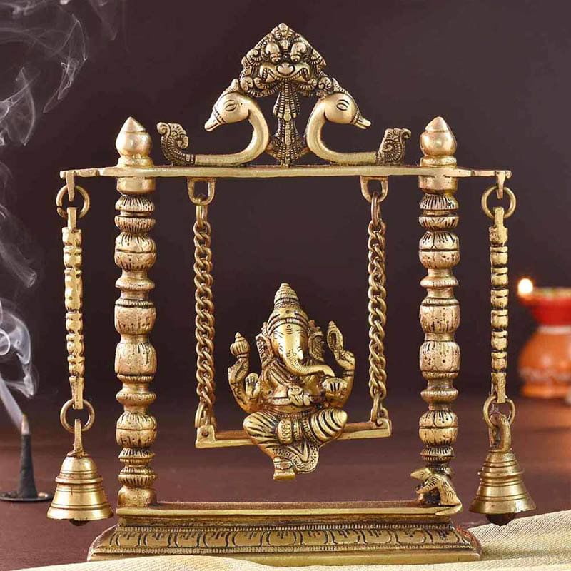 Ornate Ganesh Ji On Swing Idol