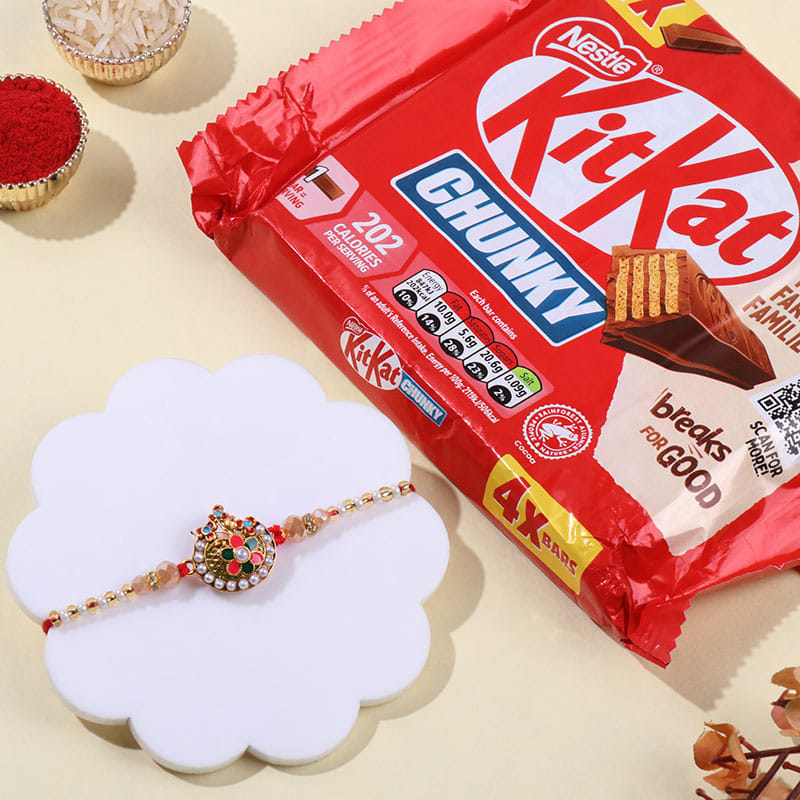 Ornate Meenakari Rakhi With Kitkat Bars