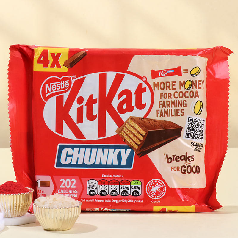 Ornate Meenakari Rakhi With Kitkat Bars