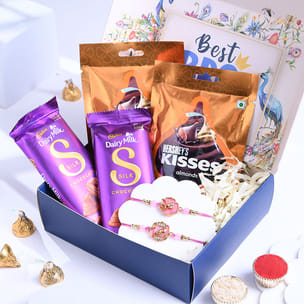 Buy Ornate Pink Rakhi Duo With Chocolate Treats Online Buy Ornate Pink Rakhi Duo With Chocolate Treats Online