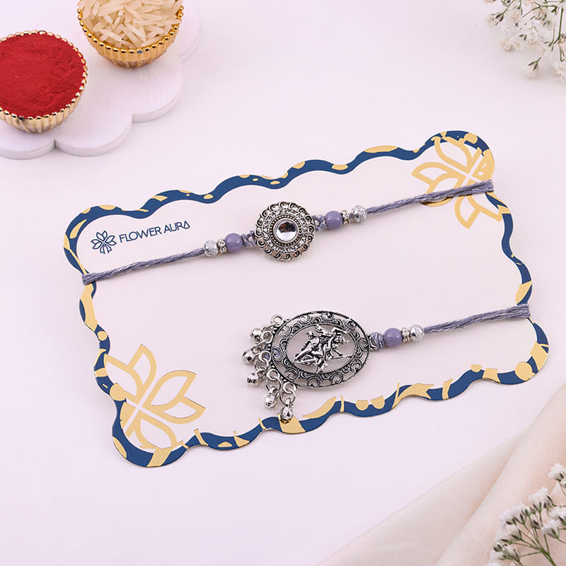 Ornate Radha Krishna Bhaiya Bhabhi Rakhi